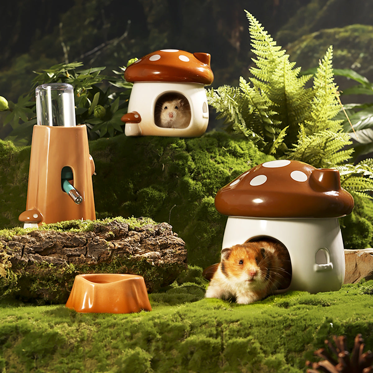 BUCATSTATE Mushroom Series Ceramic Hamster Supplies