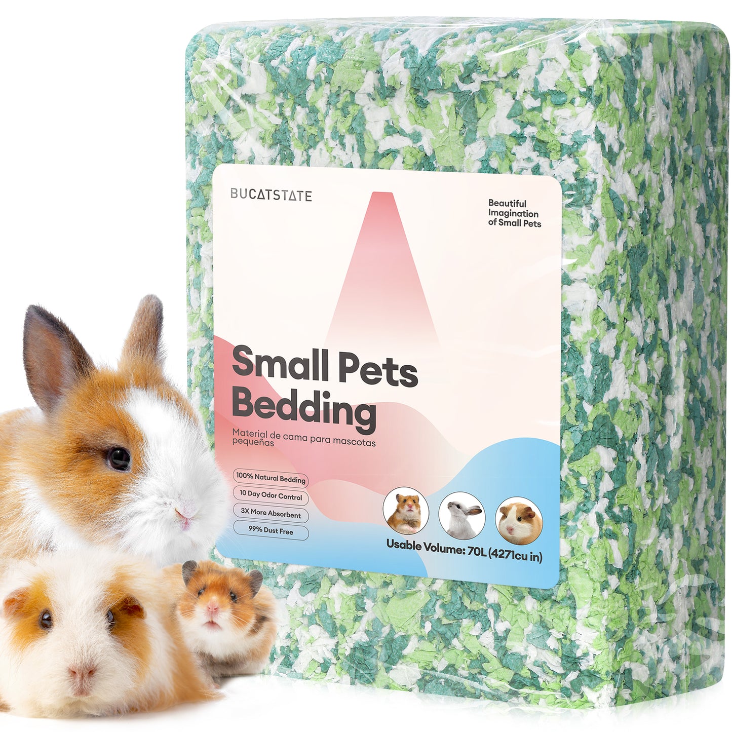 BUCATSTATE Natural Paper Small Pet Bedding with Christmas Special Edition (50L/70L)