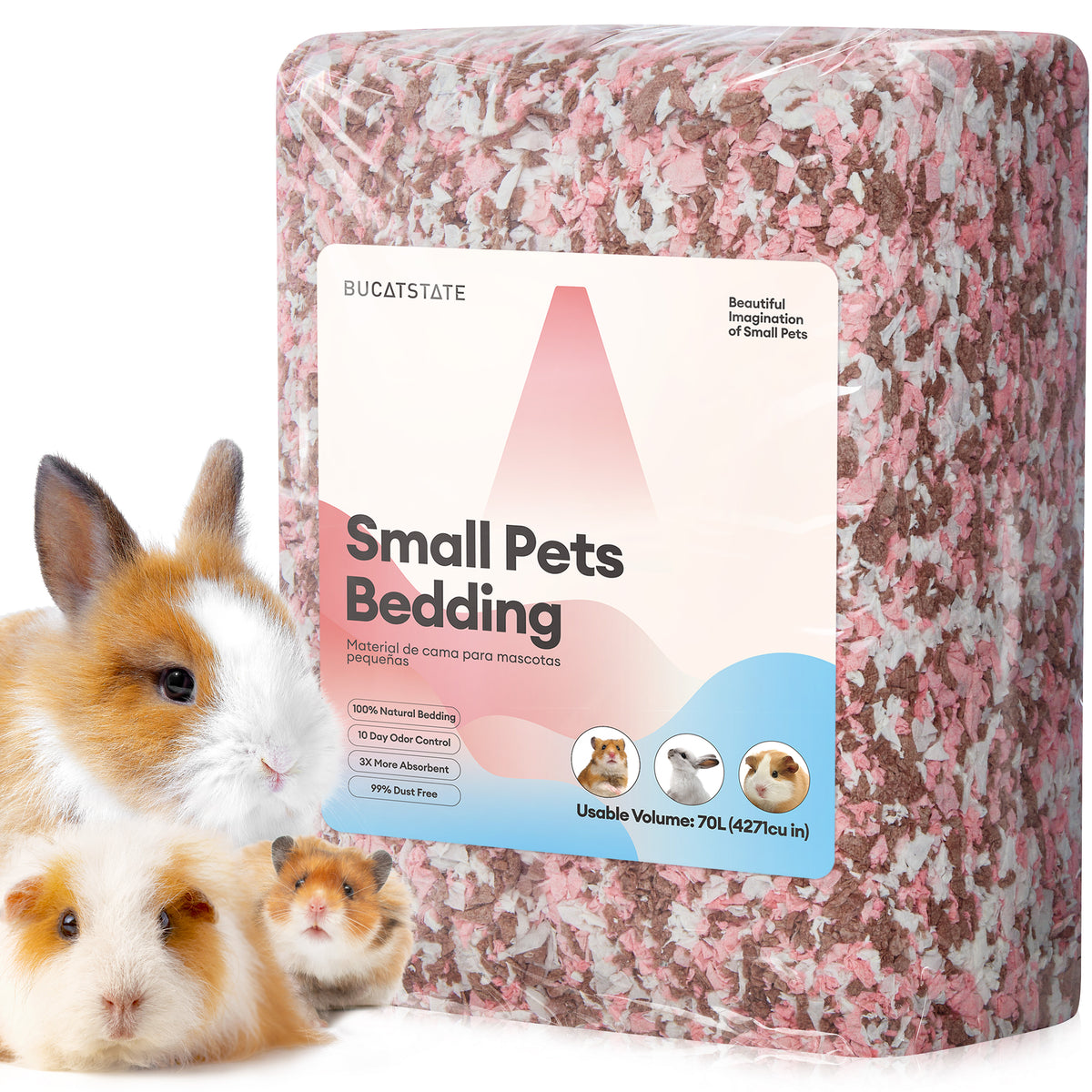 BUCATSTATE Natural Paper Small Pet Bedding with Christmas Special Edition (50L/70L)