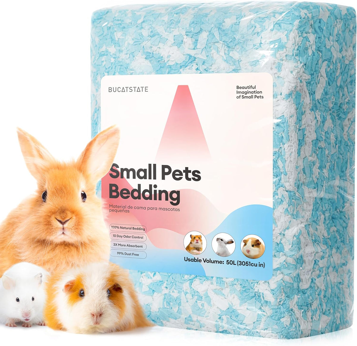 BUCATSTATE Natural Paper Small Pet Bedding with Christmas Special Edition (50L/70L)