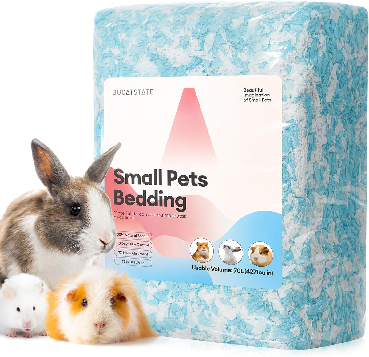 BUCATSTATE Natural Paper Small Pet Bedding with Christmas Special Edition (50L/70L)