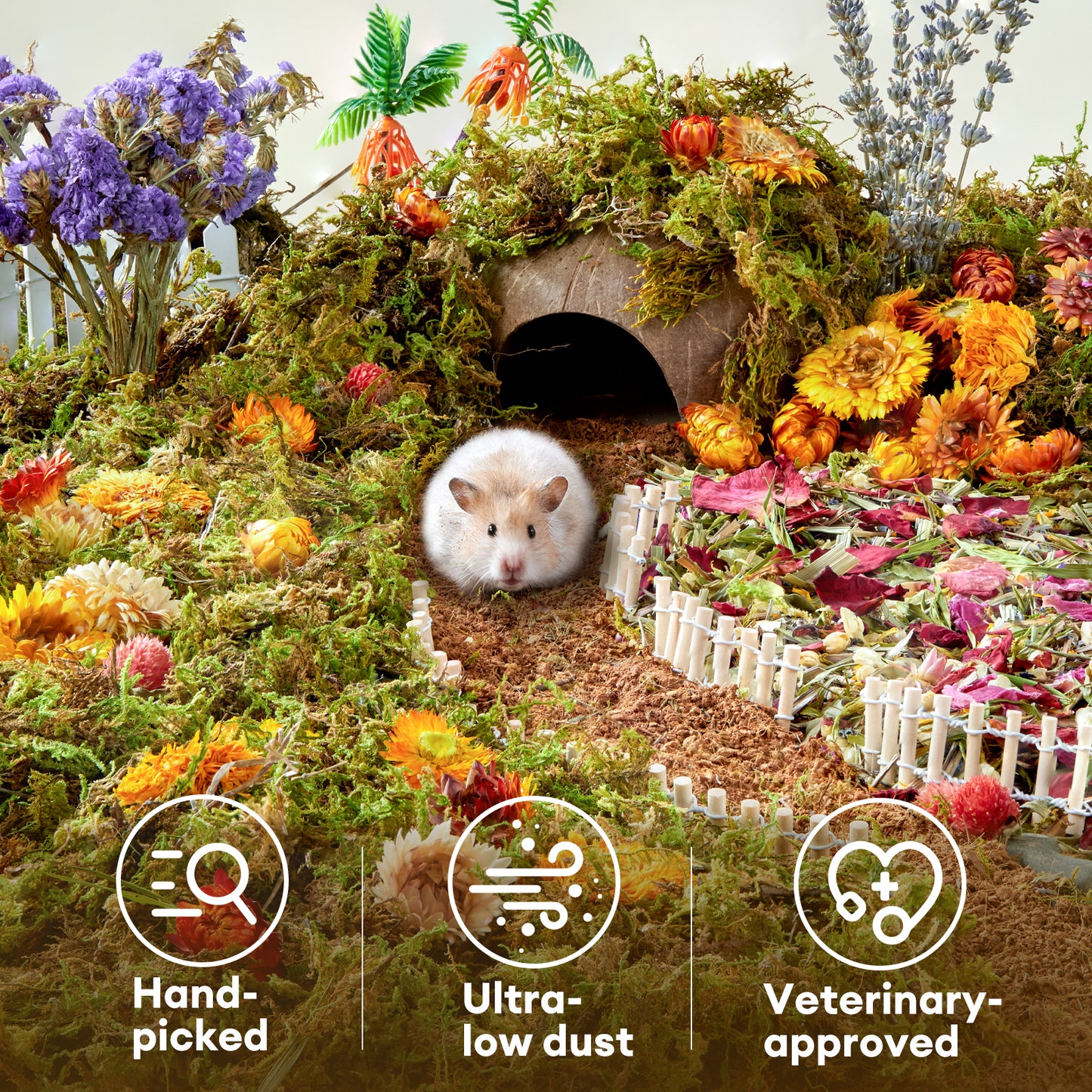 BUCATSTATE 5L Natural Flower & Hamster Bedding Soft Natural Bedding for Hamster Enrichment for Small Pets & Dwarf Syrian Hamsters, Gerbils, Mice,