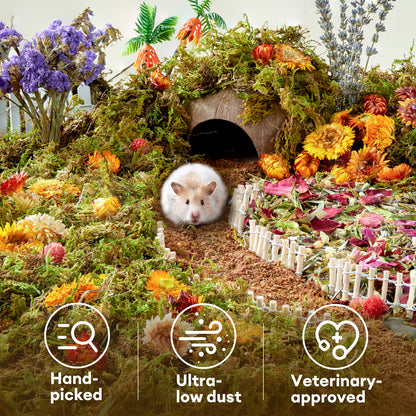 BUCATSTATE 5L Natural Flower & Hamster Bedding Soft Natural Bedding for Hamster Enrichment for Small Pets & Dwarf Syrian Hamsters, Gerbils, Mice,