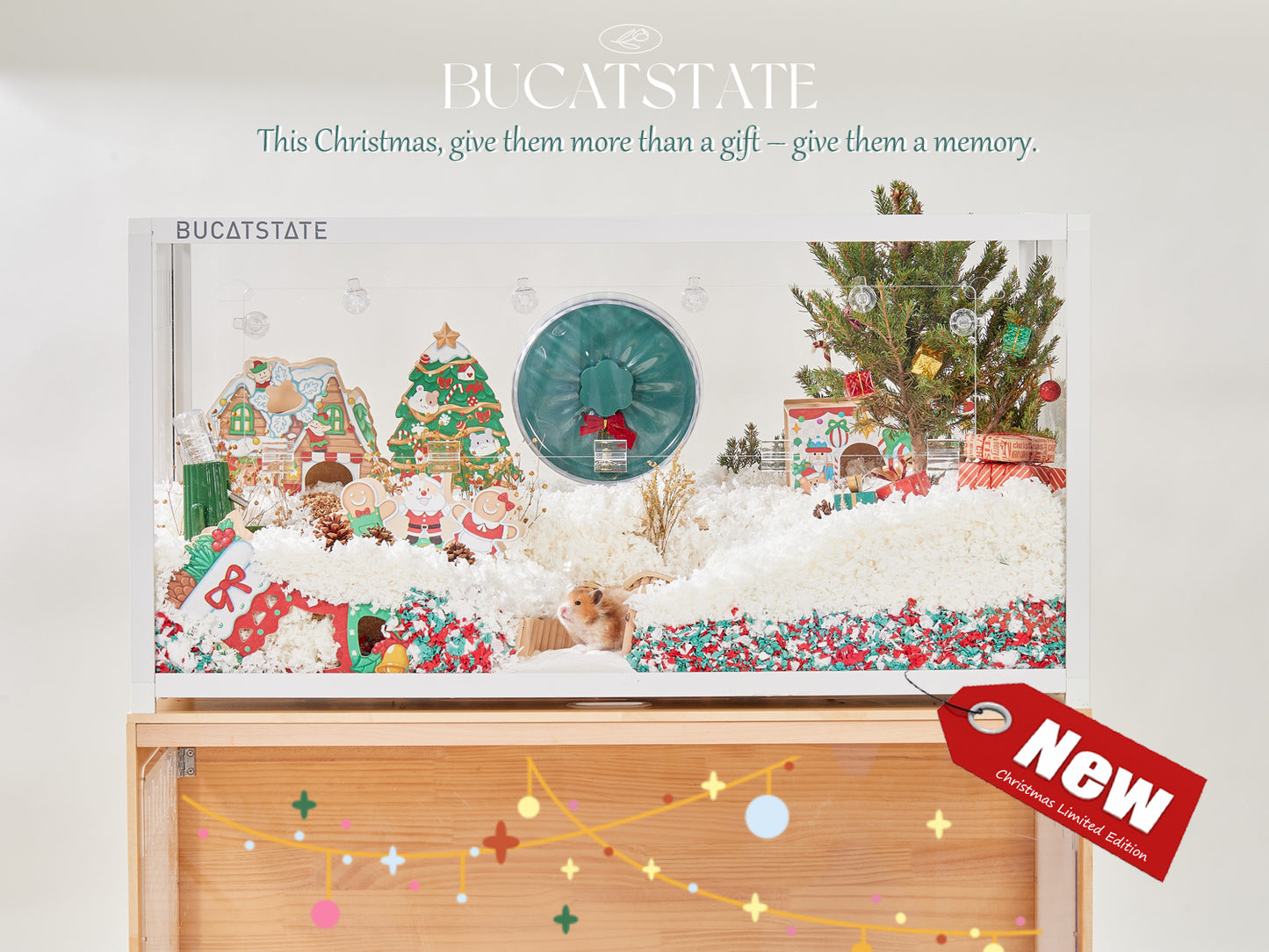 BUCATSTATE Natural Paper Small Pet Bedding with Christmas Special Edition (50L/70L)
