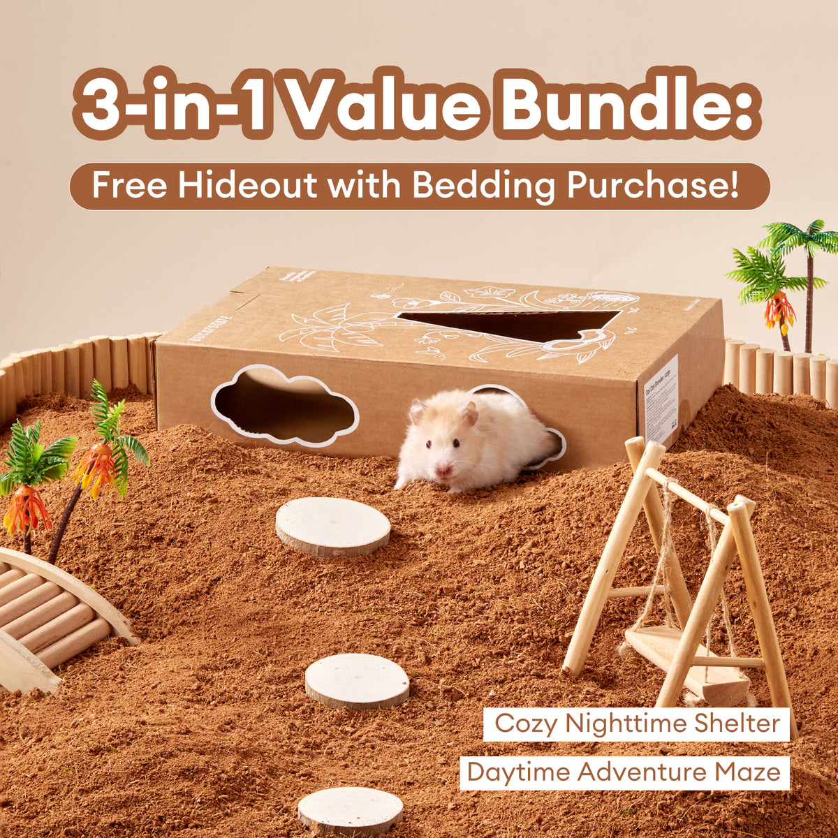 BUCATSTATE 5L Natural Coco Fiber Hamster Bedding, Soft Natural Coco Fiber Substrate for Small Pets & Dwarf Syrian Hamsters, Gerbils, Mice, Low-dust Hamster Hamsters