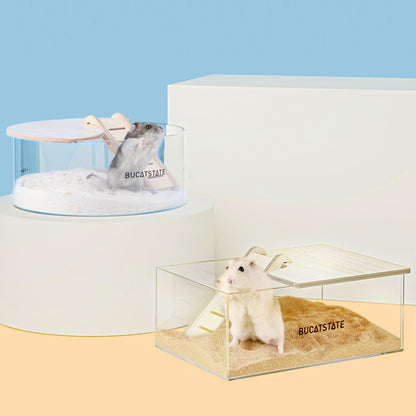 BUCATSTATE Hamster Sand Bath Container Acrylic with Ladder